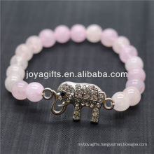 Wholesale Diamante Elephant With 8MM Semi Precious Stone Stretch Bracelet